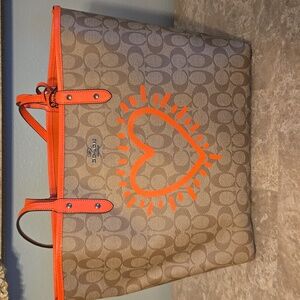 Coach x Keith Haring collaboration bag set, NWT purse, orange and brown